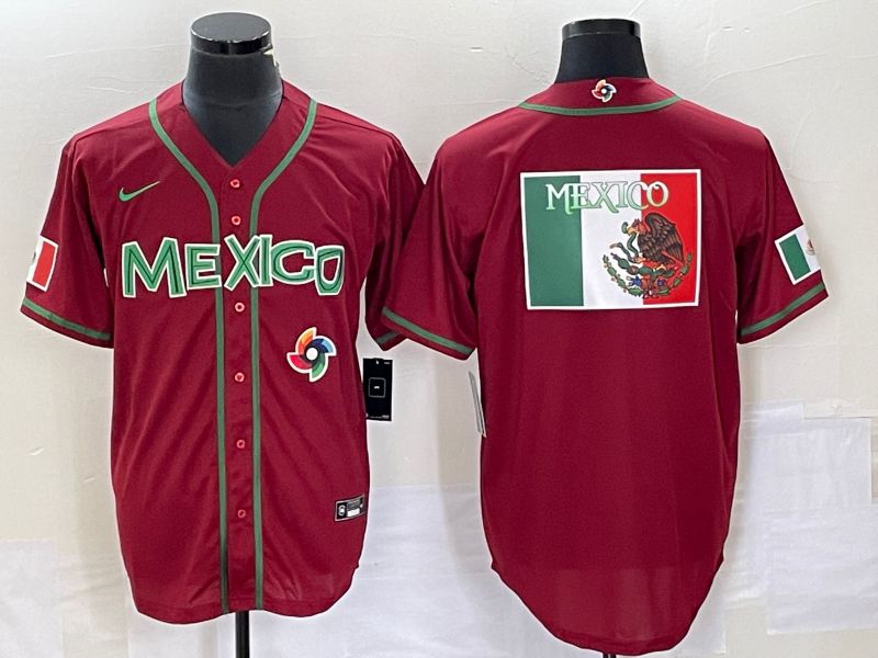 Men 2023 World Cub Mexico Blank Red Nike MLB Jersey21
